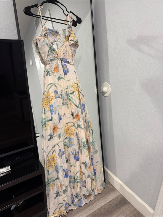 Astr Dresses & Skirts - Astr Cream Floral Maxi Dress with Blue & Yellow Blossoms